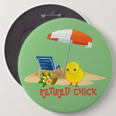 Badge Rond 15,2 Cm Rétired Chick-Beach Scene (Devant & derrière)