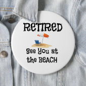 Badge Rond 15,2 Cm Retraité—Voir à la plage (En situation)