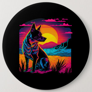Badge Rond 15,2 Cm Retro Aesthétique Australian Cattle dog 17