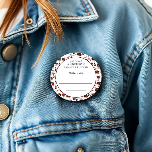 Badge Rond 15,2 Cm Réunion familiale Introduction Motif barbecue