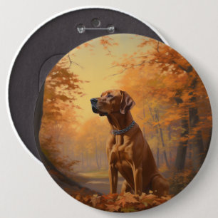 Badge Rond 15,2 Cm Rhodesian Ridgeback à l'automne Feuilles automne I