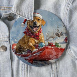 Badge Rond 15,2 Cm Rhodesian Ridgeback Dog dans Sledge Noël
