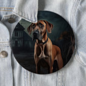 Badge Rond 15,2 Cm Rhodesian Ridgeback Halloween effrayant (En situation)