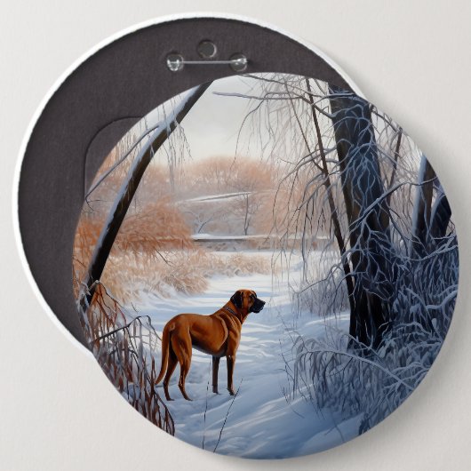 Badge Rond 15,2 Cm Rhodesian Ridgeback Laisser Neige Noël (Devant & derrière)