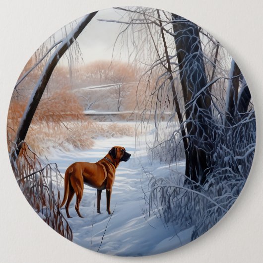 Badge Rond 15,2 Cm Rhodesian Ridgeback Laisser Neige Noël (Devant)