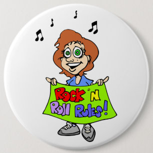 BADGE ROND 15,2 CM ROCK 'N RÈGLES DE ROULEMENT