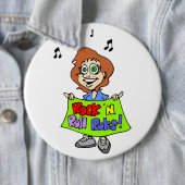 BADGE ROND 15,2 CM ROCK 'N RÈGLES DE ROULEMENT (En situation)
