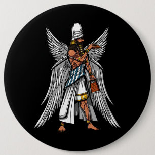 Badge Rond 15,2 Cm Roi sumérien antique de Dieu étranger d'Anunnaki