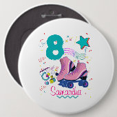 Badge Rond 15,2 Cm Roller Skate Anniversaire Fille Retro Patinage (Devant & derrière)