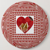 Badge Rond 15,2 Cm Romantique Rouge Fleur Coeur Design 4 Moments spéc (Devant)