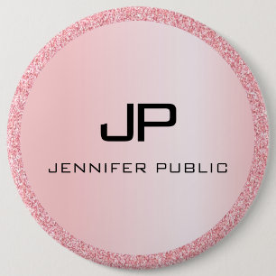 Badge Rond 15,2 Cm Rose Parties scintillant or Look Monogramme Person