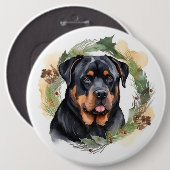 Badge Rond 15,2 Cm Rottweiler Christmas Wreath Festive Pup (Devant & derrière)