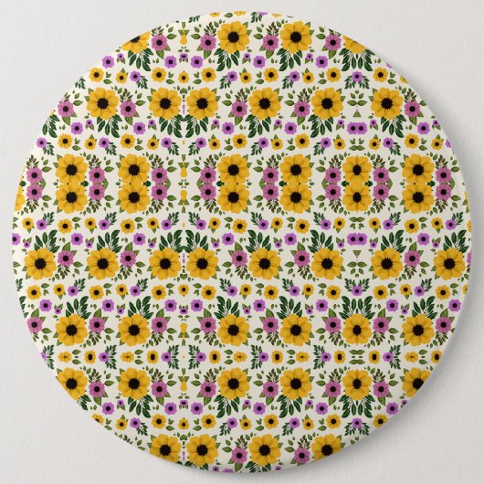 Badge Rond 15,2 Cm Round floral mousepad featuring a vibrant pattern (Devant)