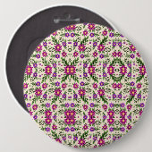 Badge Rond 15,2 Cm Round floral pattern with intricate purple  (Devant & derrière)