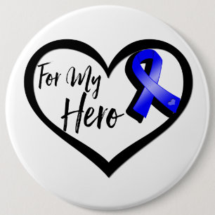 Badge Rond 15,2 Cm Ruban bleu de conscience pour mon héros