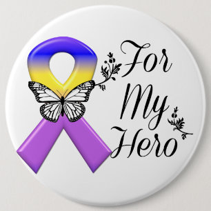 Badge Rond 15,2 Cm Ruban Cancer de la vessie pour mon héros