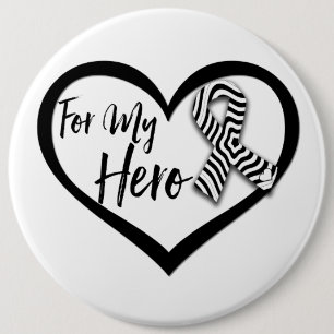 Badge Rond 15,2 Cm Ruban de sensibilisation au zèbre pour mon héros