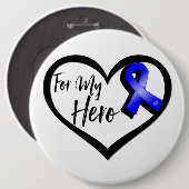 Badge Rond 15,2 Cm Ruban De Sensibilisation Bleu Pour Mon Héros (Devant & derrière)