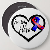 Badge Rond 15,2 Cm Ruban de sensibilisation rouge et bleu pour mon hé (Devant & derrière)