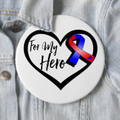 Badge Rond 15,2 Cm Ruban de sensibilisation rouge et bleu pour mon hé (En situation)