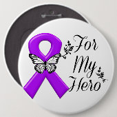 Badge Rond 15,2 Cm Ruban de sensibilisation violet pour mon héros (Devant & derrière)