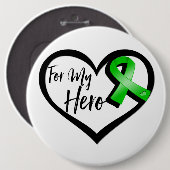 Badge Rond 15,2 Cm Ruban vert pour mon héros (Devant & derrière)