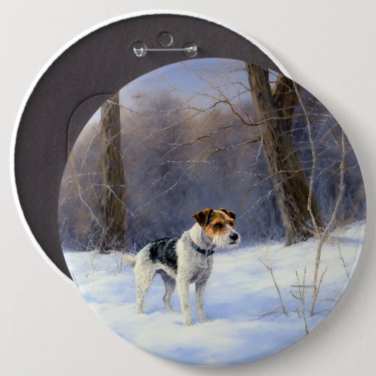 Badge Rond 15,2 Cm Russell Terrier Laisser neiger Noël (Devant & derrière)