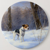 Badge Rond 15,2 Cm Russell Terrier Laisser neiger Noël (Devant)