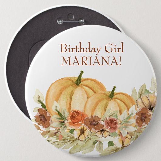 Badge Rond 15,2 Cm Rustic Fall Citrouille fête d'anniversaire (Devant & derrière)