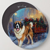 Badge Rond 15,2 Cm Saint Bernard Christmas Festive (Devant & derrière)