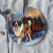 Badge Rond 15,2 Cm Saint Bernard Christmas Festive (En situation)