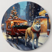 Badge Rond 15,2 Cm Saison de Noël Akita (Devant)