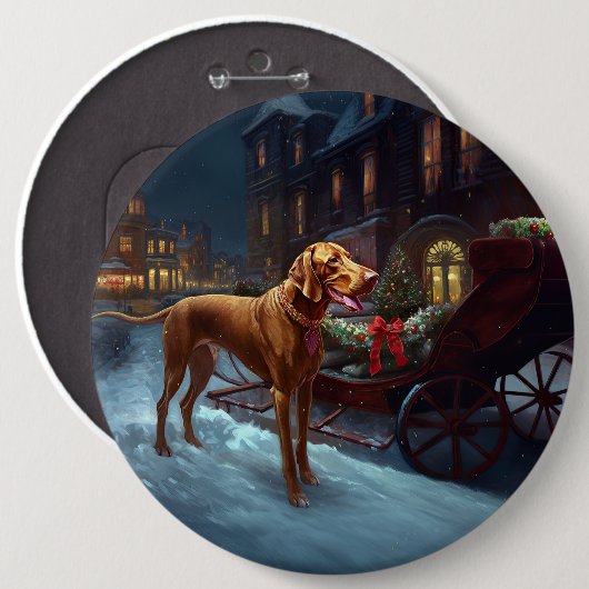 Badge Rond 15,2 Cm Saison de Noël de Vizsla (Devant & derrière)