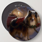 Badge Rond 15,2 Cm Saison de Noël du Shetland Sheepdog (Devant & derrière)