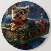 Badge Rond 15,2 Cm Saison de Noël du Yorkshire Terrier (Devant)