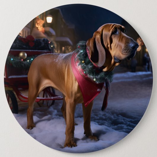 Badge Rond 15,2 Cm Saison Festive de Noël de Bloodhound (Devant)