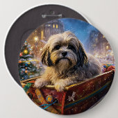 Badge Rond 15,2 Cm Saison Festive de Noël de Lhasa Apso (Devant & derrière)