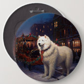 Badge Rond 15,2 Cm Samoyed Christmas Festive Saison (Devant & derrière)