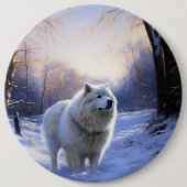 Badge Rond 15,2 Cm Samoyed Let It Snow Christmas (Devant)