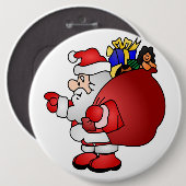 BADGE ROND 15,2 CM SANTA CLAUS (Devant & derrière)