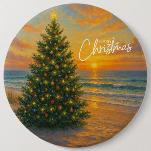 Badge Rond 15,2 Cm Sapin de Noël nautique/plage côtière