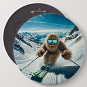 Badge Rond 15,2 Cm Sasquatch le skieur (Devant & derrière)