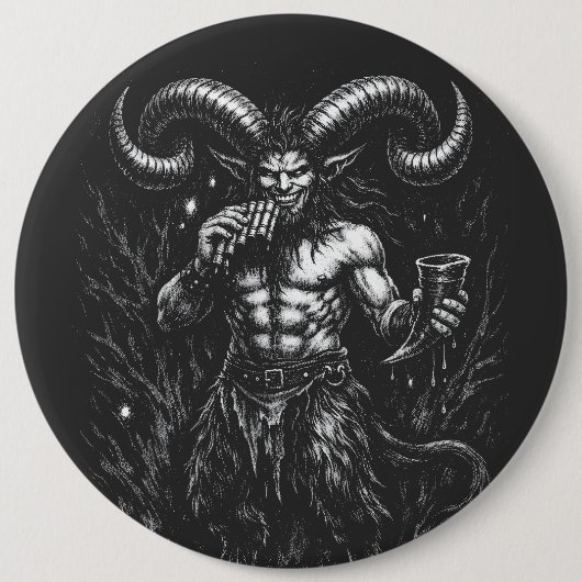 Badge Rond 15,2 Cm Satyre d'hiver cornu — par BurnsInHell (Devant)