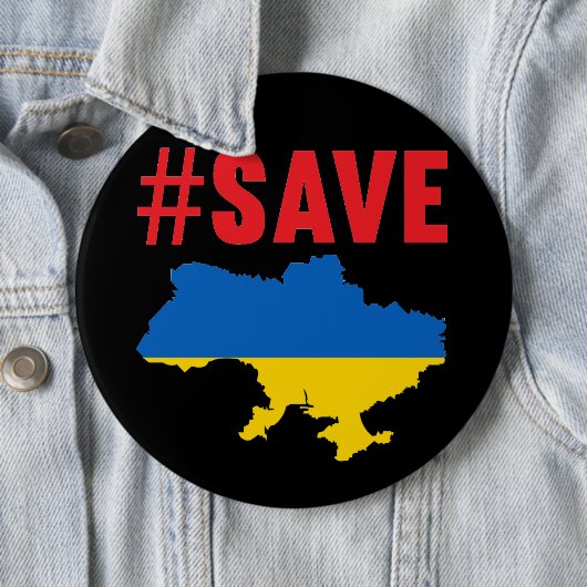 Badge Rond 15,2 Cm Sauvez l'Ukraine (En situation)