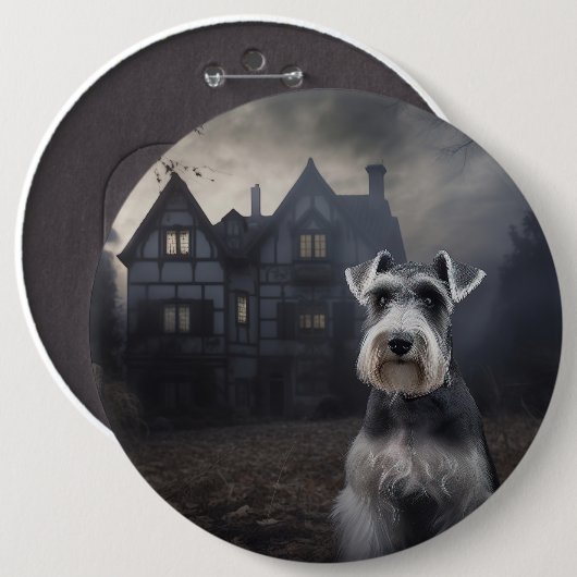 Badge Rond 15,2 Cm Scandale d'Halloween Schnauzer Miniature (Devant & derrière)