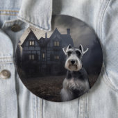 Badge Rond 15,2 Cm Scandale d'Halloween Schnauzer Miniature (En situation)