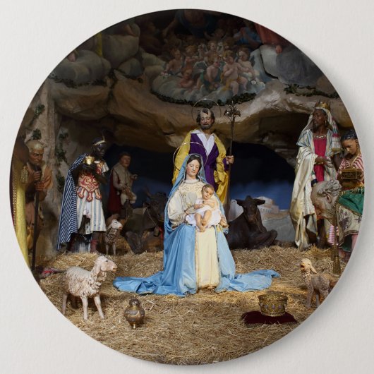 Badge Rond 15,2 Cm Scène de la Nativité de Noël antique (Devant)