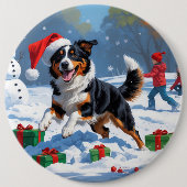 Badge Rond 15,2 Cm Scène de Noël australienne Kelpie (Devant)