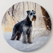 Badge Rond 15,2 Cm Schnauzer Laisser neiger Noël (Devant)
