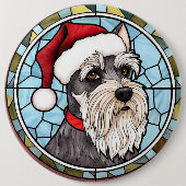 Badge Rond 15,2 Cm Schnauzer miniature en verre tendu Noël (Devant)